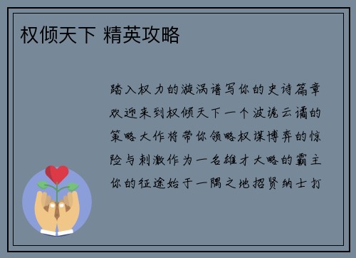 权倾天下 精英攻略